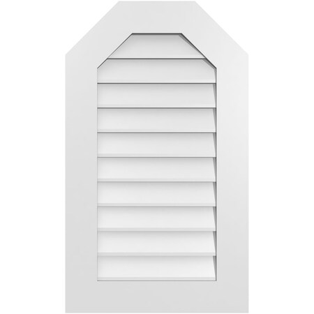 Ekena Millwork Octagonal Top Surface Mount PVC Gable Vent w/ 3-1/2"W x 1"P Standard Frame, 20"W x 34"H GVPOT20X3401SN